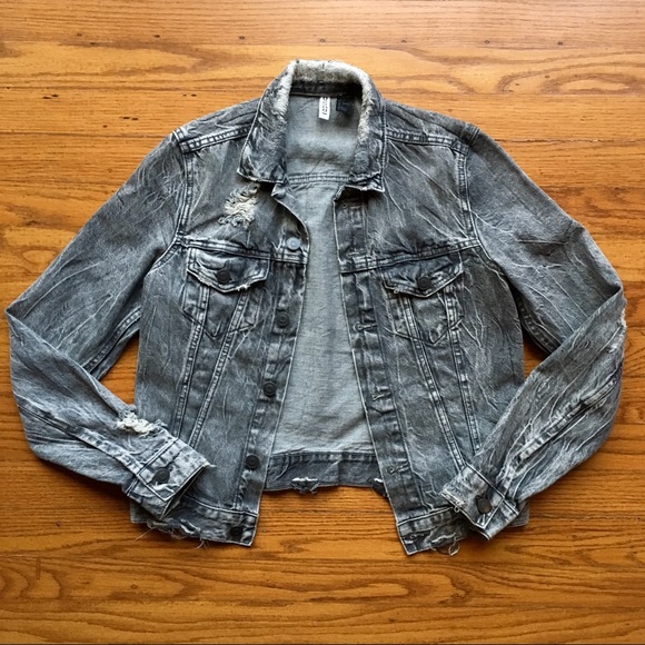 H&M Jackets & Blazers - H & M Divided Gray Grunge Jean Jacket